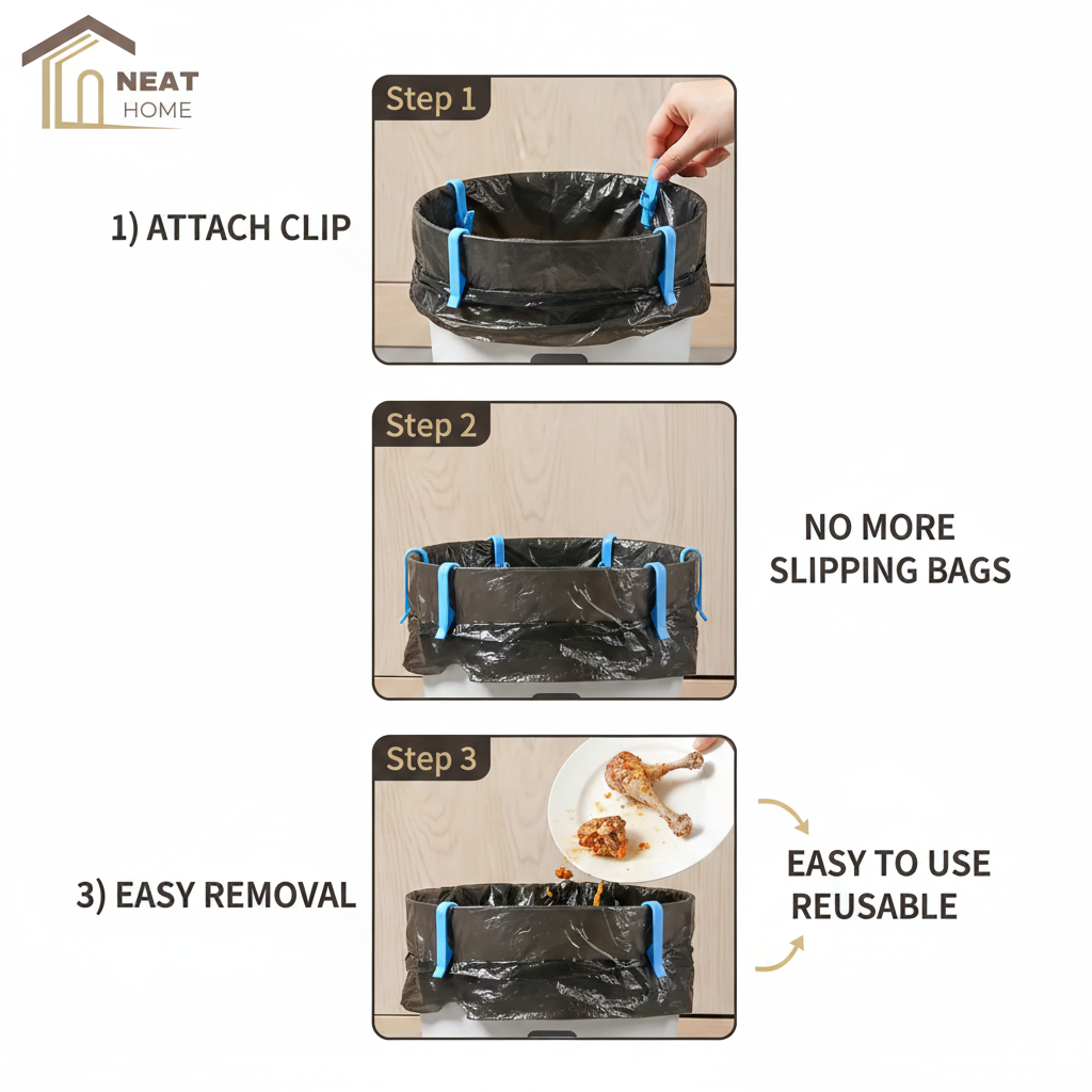 NeatHome™ CleanClip — Bin Liner Holder (12 pieces)